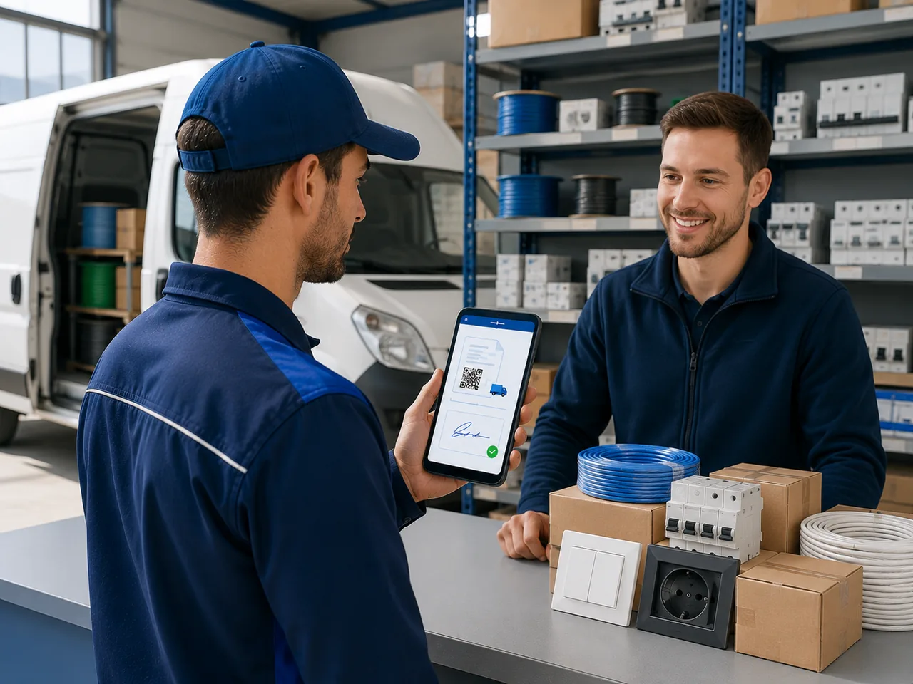 Reparto de material eléctrico con entrega digital firmada