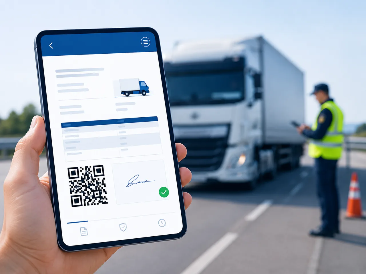 Carta de porte digital con código QR en un móvil